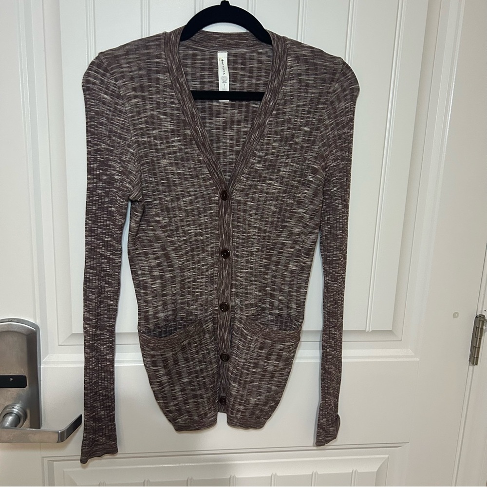 Athleta Red Chenille Cuddle Up Cozy Revolve Seamless Cardigan Size Small